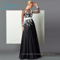 Lace Appliques Sashes Button Satin Tulle Long Sleeve Evening Dress